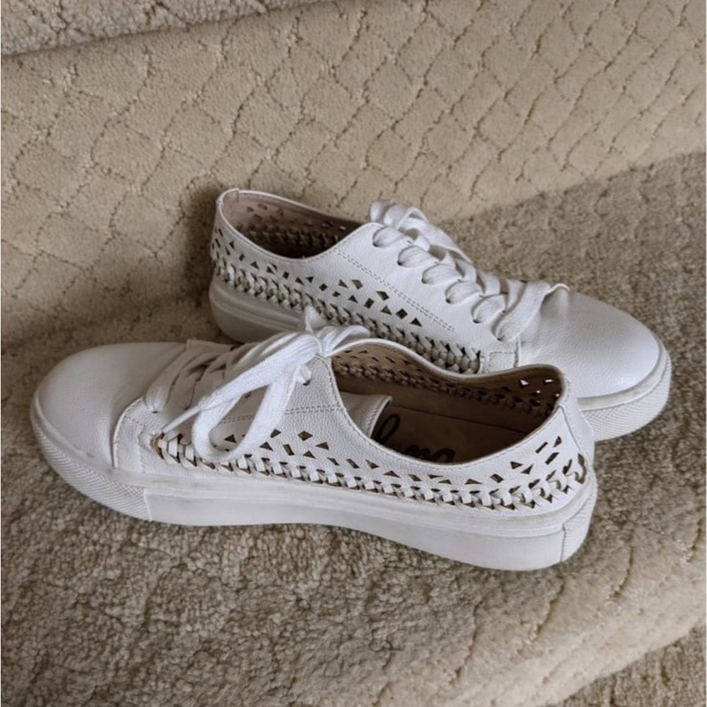Sam Edelman Leather Rania Tennis Shoes - White - Size 6
